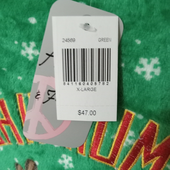 Pug Dog Ugly Christmas Sweater with Bells Green, Red & White - Picture 7 of 7